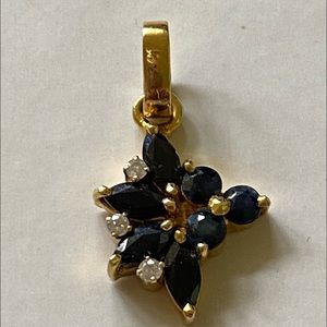 14 Karat Gold Blue Sapphire and Diamond